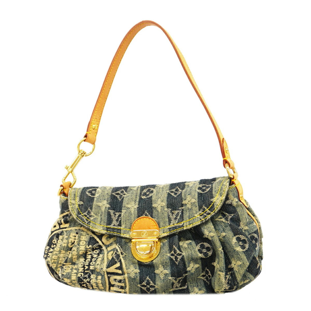 Louis Vuitton Monogram Denim Mini Pleated Raye Handbag M95333 Blue Women's